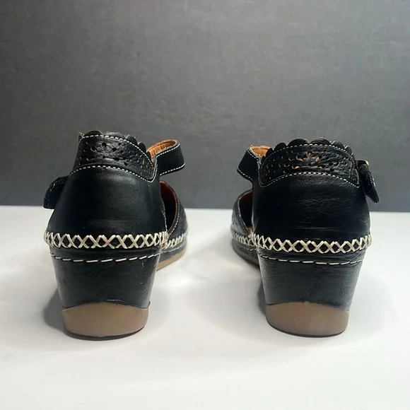 Spring Step Shoes Women's Size 7.5 Black Airy Roxela T-Strap Embroidery Sandals - Picture 6 of 12